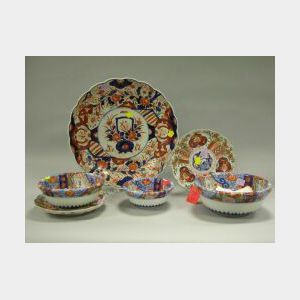Five Imari Porcelain Bowls and a Charger