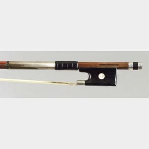 French Silver Mounted Viola Bow, probably Charles Bazin