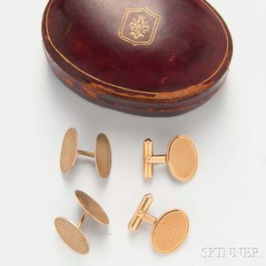 Pair of 14kt Gold Cuff Links and a Pair of 10kt Gold Cuff Links
