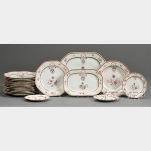 Twenty-one Chinese Export Porcelain Armorial Decorated Table Items
