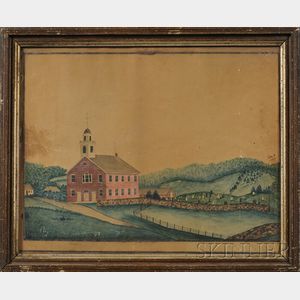 American School, 19th Century View of a Barnet Centre, Vermont, Church