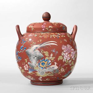 Wedgwood Enameled Rosso Antico Potpourri and Covers