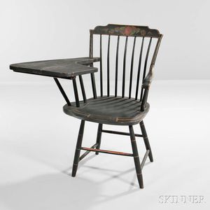 Black Paint-decorated Writing Arm Windsor Chair