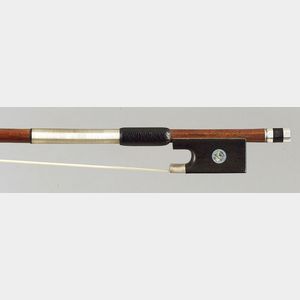 French Silver Mounted Violin Bow, Maire Workshop