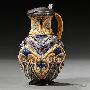 Doulton Lambeth Frank Butler Decorated Stoneware Pitcher