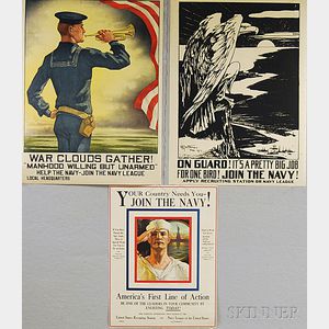 Three U.S. Navy WWI Lithograph Posters