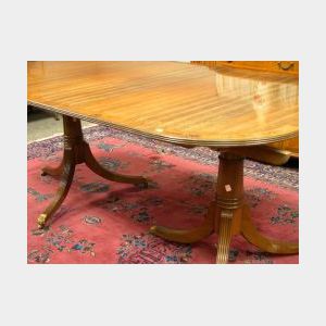 Mahogany and Rosewood Veneer Double Pedestal Dining Table