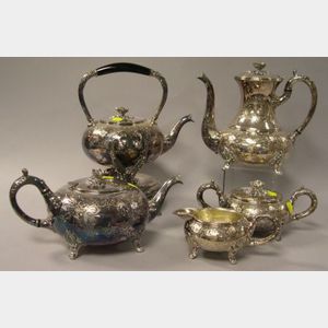 Five-Piece Rococo Style Silver Plated Tea and Coffee Service