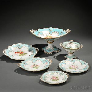 Hand-painted Rococo-style Paris Porcelain Dessert Service