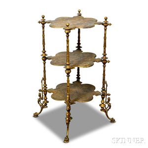 Whimsical Bronzed Metal Three-tier Stand