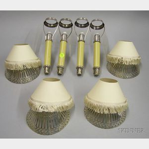 Set of Four Tiffany & Co. Candlestick Inserts with Pierced Sterling Shades. 
