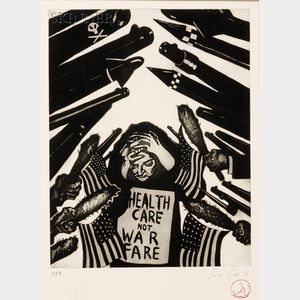 Sue Coe (British, b. 1951) Health Care Not War Fare