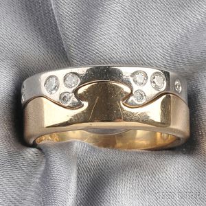 18kt Bicolor Gold and Diamond "Puzzle" Ring, Georg Jensen