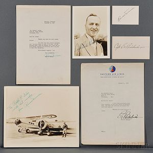 Rickenbacker, Edward Vernon (1890-1973) and Roscoe Turner (1895-1970) Signed Photographs, Cards, and Letters.