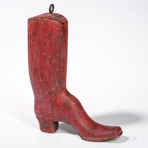 Red-painted Boot-form Trade Sign