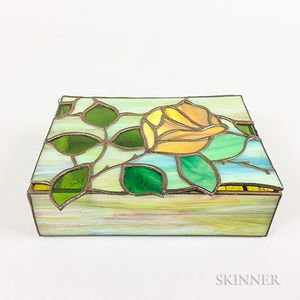 Slag Glass Rose-decorated Trinket Box