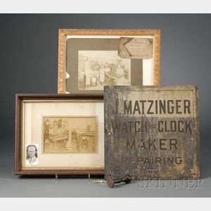 Four Items Relating to the John Matzinger Watch and Clock Shop