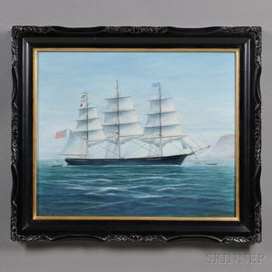Robert Lee Perry (Massachusetts and Maine, 20th Century) American Ship in Coastal Waters.