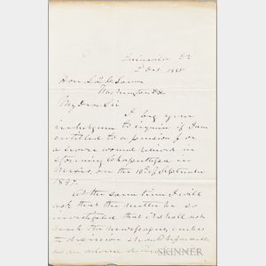 Longstreet, James (1821-1904) Autograph Letter Signed, 2 October 1885.