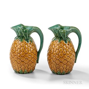 Pair of Minton Majolica Pineapple Pitchers