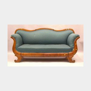 Beidermeier-style Upholstered Ebonized Fruitwood Sofa.