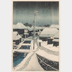Kawase Hasui (1883-1957),Evening Snow at Terashima
