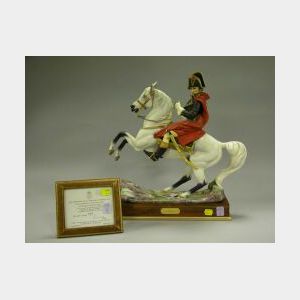Royal Worcester Handpainted and Parcel-gilt Porcelain Napoleon Bonaparte on Horseback Figure