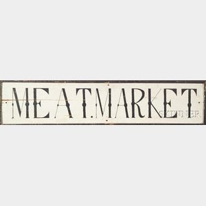 "MEAT MARKET" Painted Wooden Trade Sign