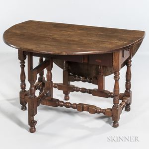 William and Mary Walnut One-drawer Gate-leg Table