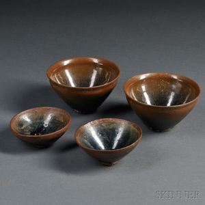 Four Jianyao "Hare's Fur" Tea Bowls