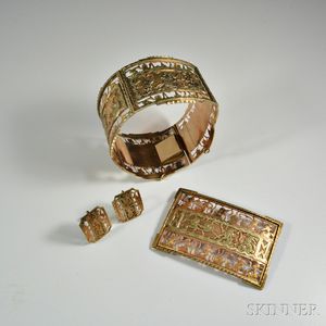 14kt Bicolor Gold Mayan-style Suite