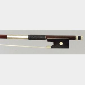 French Nickel Mounted Violin Bow, Nicolas Maire