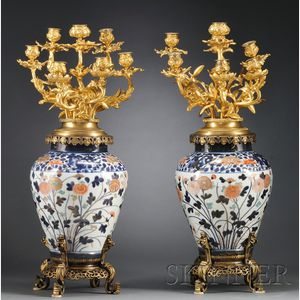 Pair of Ormolu Mounted Imari Vases
