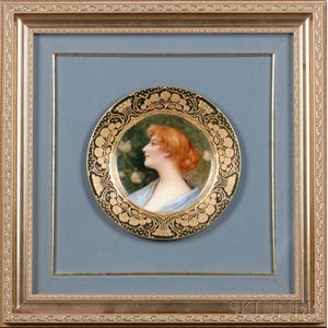 Framed Vienna-style Porcelain Portrait Plate
