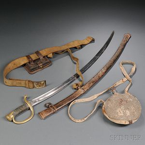Sword, Belt, Canteen, and Cartridge Box of Henry Richardson, Battery E, 1st New York Light Artillery