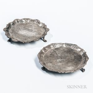 Two George II Sterling Silver Card Trays