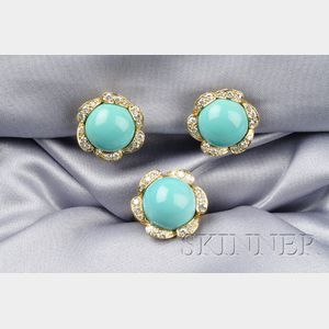 18kt Gold, Turquoise, and Diamond Suite