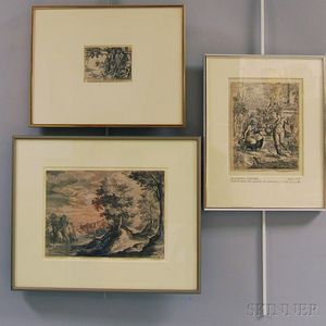 Three Old Master Prints: Heinrich Aldegrever (German, 1502-c. 1561),The Rich Man Taken to Hell...