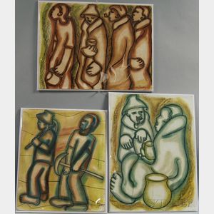 James Dorothy (South African, 20th Century) Three Unframed Figural Works.