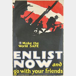 Arthur N. Edrop Enlist Now and Go With Your Friends U.S. WWI Lithograph Poster