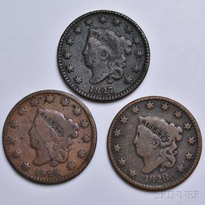 Three Coronet Head Large Cents
