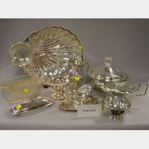 Large Group of Silver Plated Hollowware, Serving Items and Accessories.