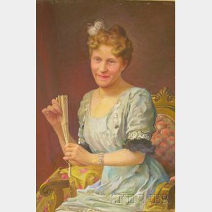 George Frederick Kaber (American, 1860-c. 1945) Lot of Two Works: Portrait of a Young Woman, Possibly Nell...