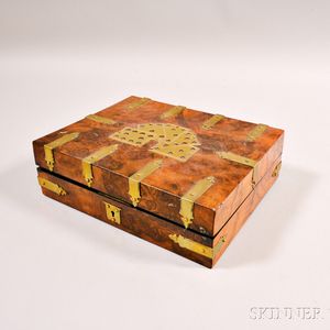 Brass-mounted Burl Veneer Game Box