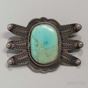 Navajo Silver and Turquoise Manta Pin