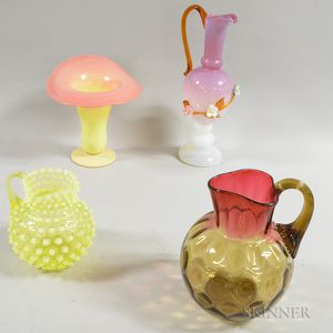 Four Victorian Art Glass Vessels
