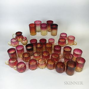Thirty-five Amberina Glass Cups