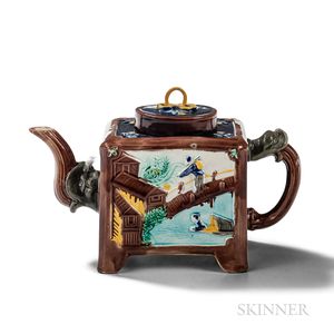 Majolica Chinese-style Teapot and Cover