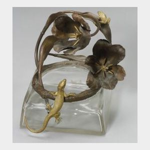 Aesthetic Movement Gilt and Patinated Metal Mounted Fish Bowl