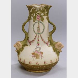 Amphora Teplitz Double-Handled Ceramic Vase.